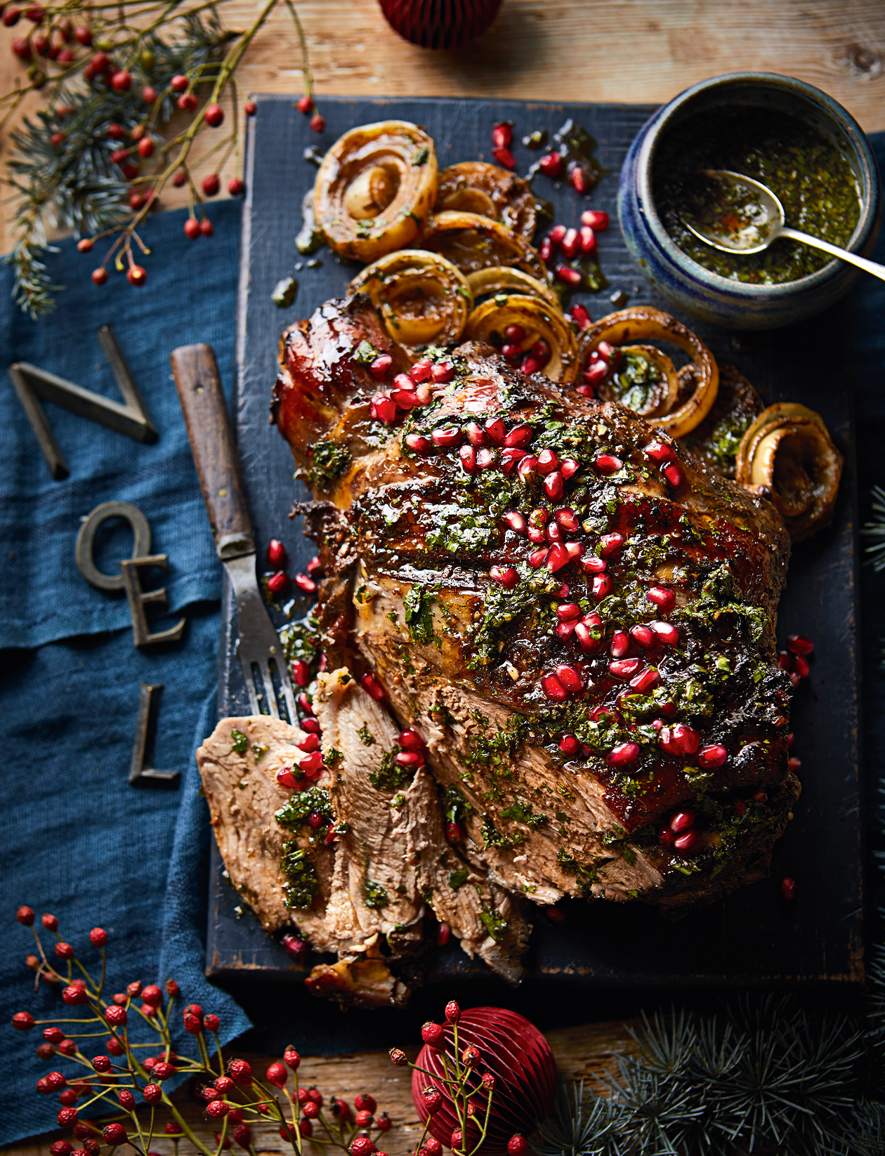 Spiced pomegranate slow-roast lamb leg recipe | Sainsbury`s Magazine