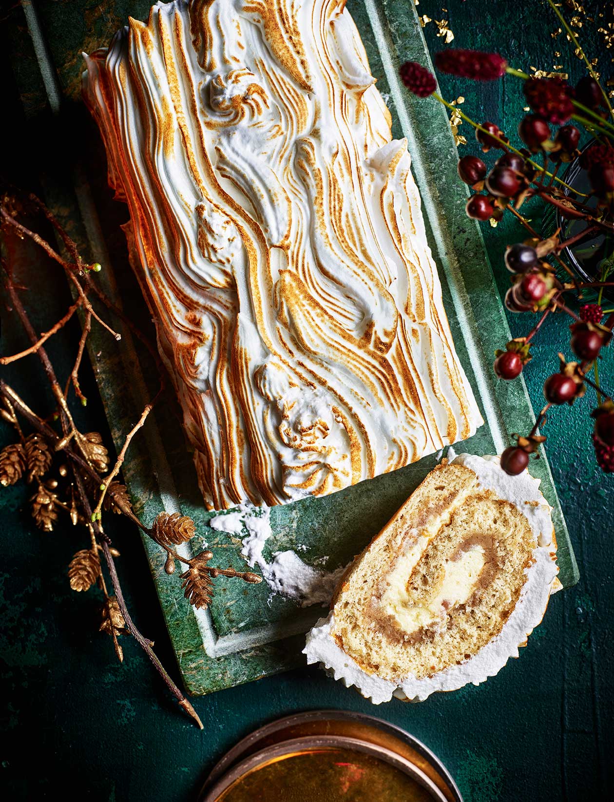 Spiced chestnut and white chocolate yule log recipe Sainsbury`s Magazine