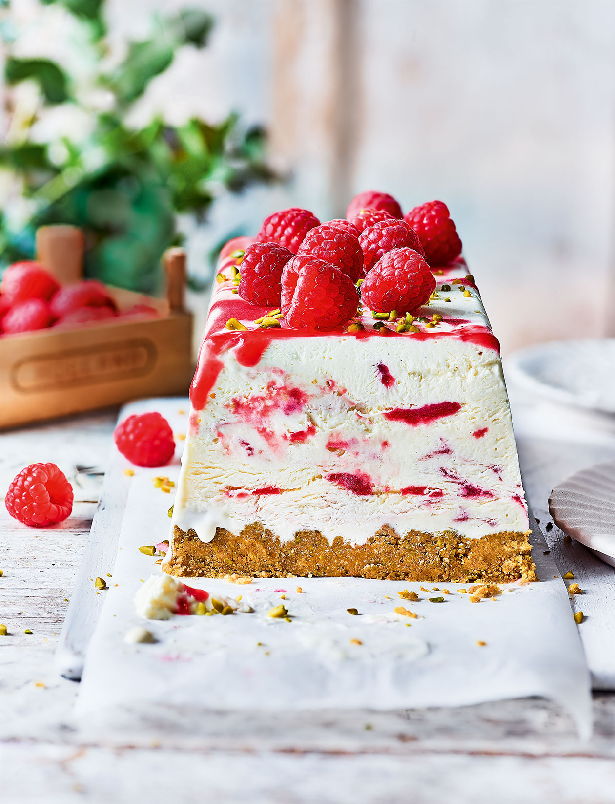 Iced Raspberry Ripple Cheesecake Recipe Sainsbury`s Magazine