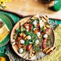 SIDE SALADS WITH CLOUT: CHARRED CHORIZO, PEACH AND PITTA PANZANELLA