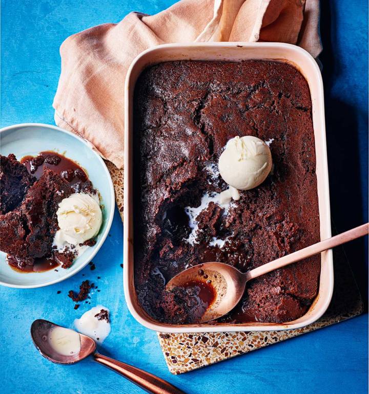Molten dark chocolate and stout pudding