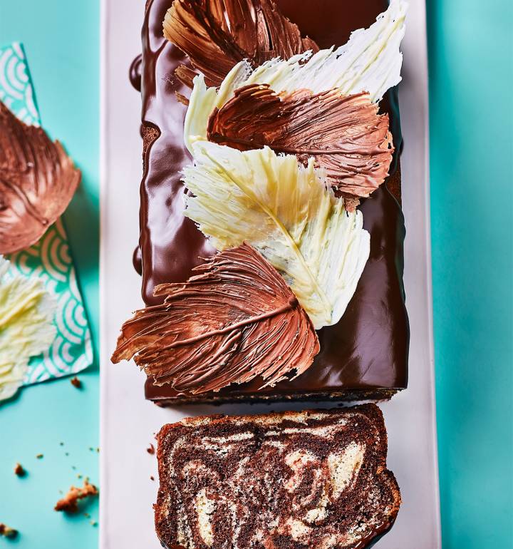 Marbled chocolate feather cake