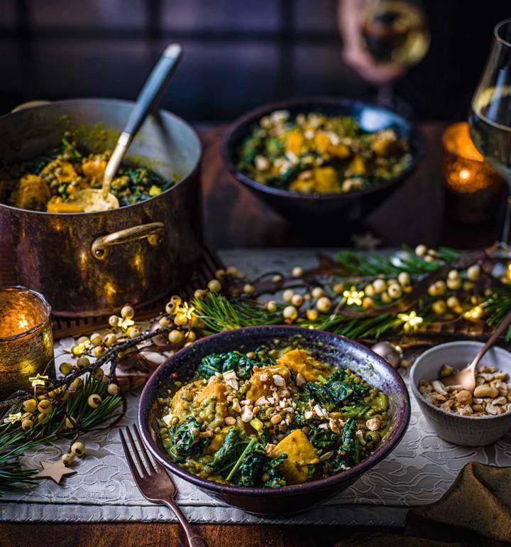 Sweet potato, coconut and lentil stew