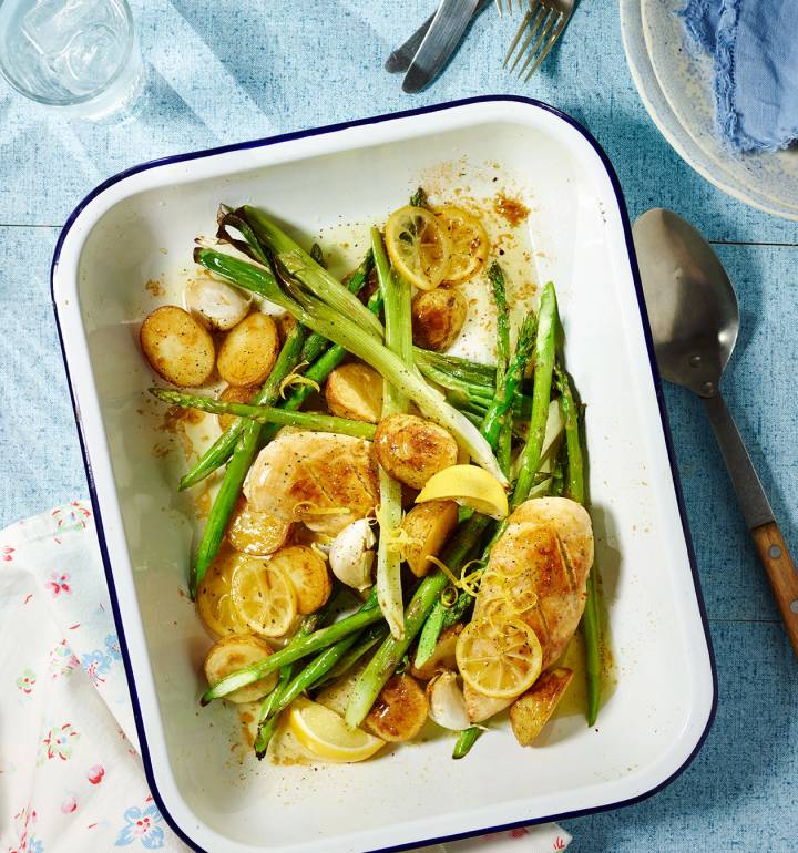 Asparagus And Chicken Traybake Recipe Sainsbury`s Magazine