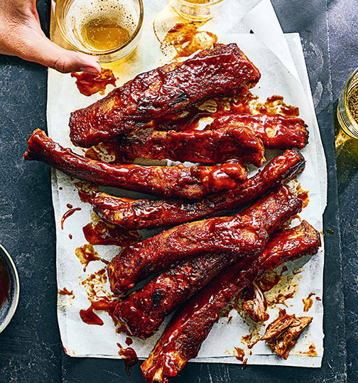 All-american ribs with sticky bourbon glaze