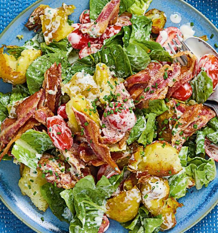 Crispy smashed potato BLT