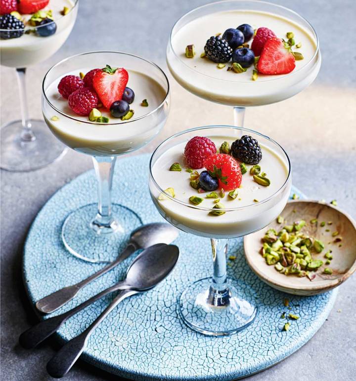 Cardamon panna cotta with summer berries