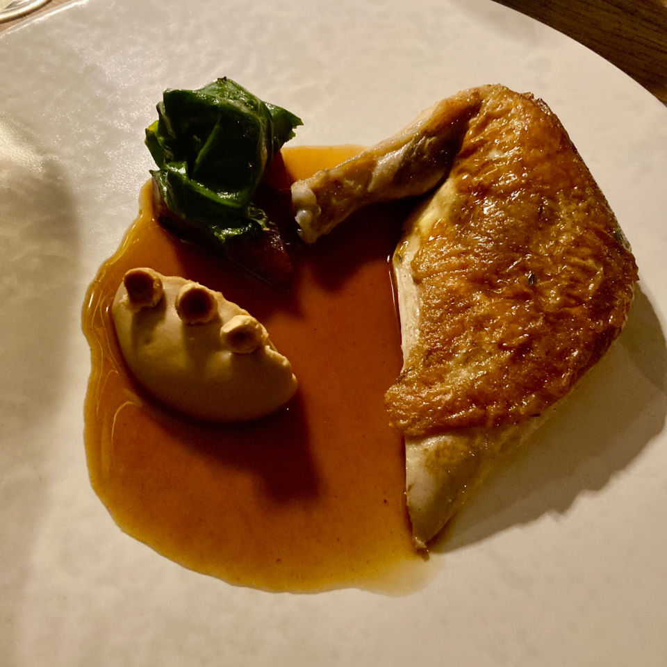 The guinea fowl with salsify and hazelnut