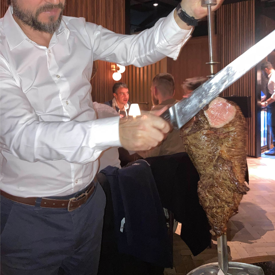 A selection of meat is hand-carved at your table