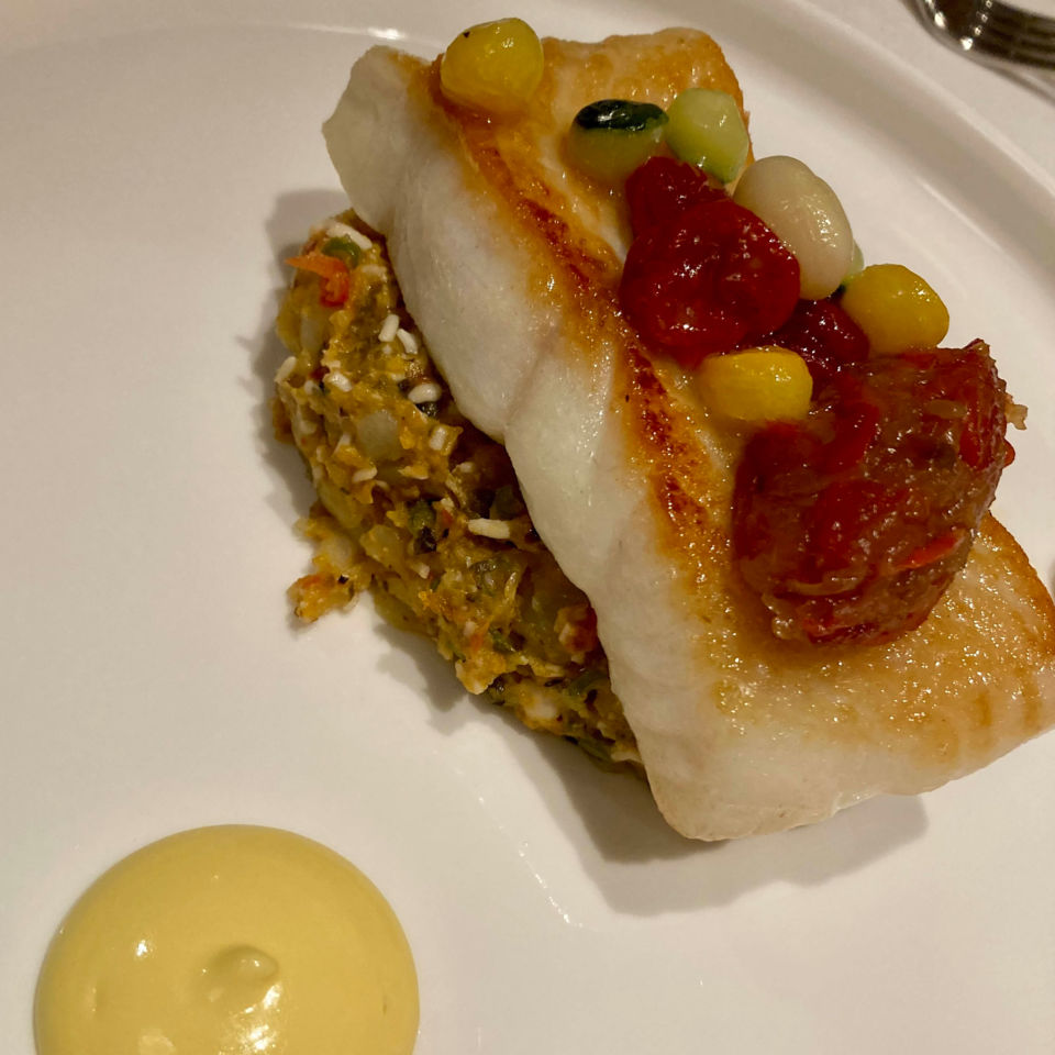 Wild brill on niçoise potatoes