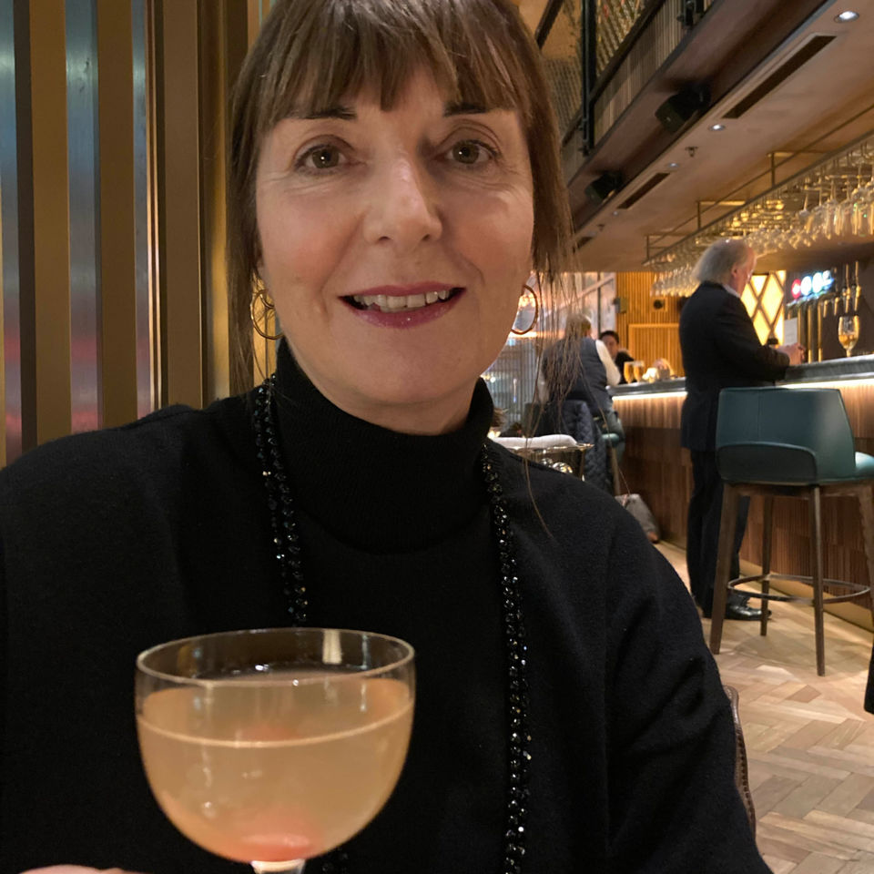 Helena enjoying Happy Hour in the Fino bar